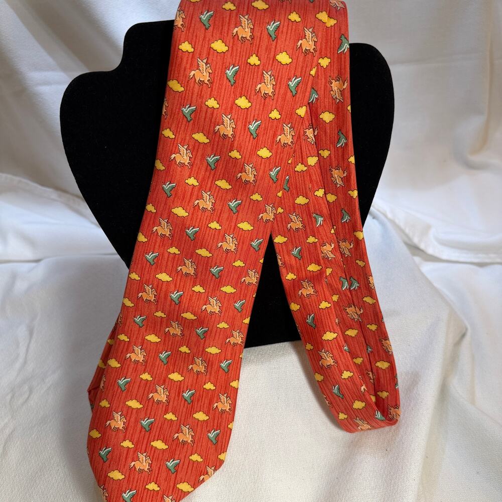 Hermes Paris Vintage Silk Pegasus Dove Pattern Men’s Tie 7831 UA
